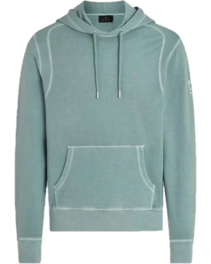 SWEAT À CAPUCHE BELSTAFF GAUGE GARMENT DYE MOLLETON LÉGER STEEL GREEN LIGHT