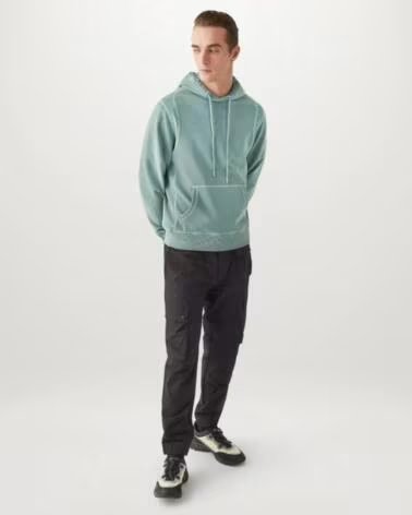 SWEAT À CAPUCHE BELSTAFF GAUGE GARMENT DYE MOLLETON LÉGER STEEL GREEN LIGHT