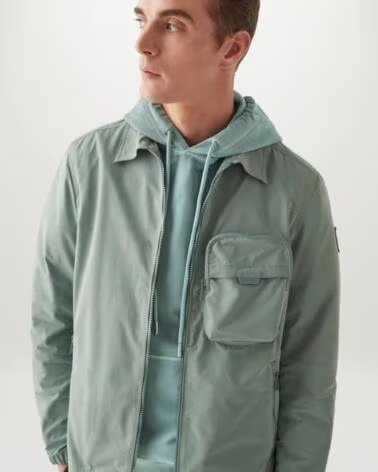 SWEAT À CAPUCHE BELSTAFF GAUGE GARMENT DYE MOLLETON LÉGER STEEL GREEN LIGHT