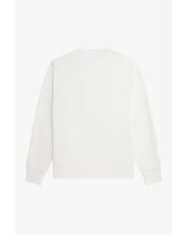 SWEAT-SHIRT FRED PERRY CREW GRAPHIC CROSS STITCH BLANC WHITE