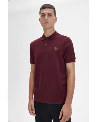 FRED PERRY POLO SLIM FIT PLAIN OXBLOOD BURGUNDY