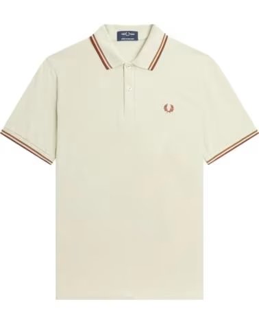 FRED PERRY REISSUES ORIGINAL TWIN TIPPED POLO OATMEAL DARK CARAMEL WHISKY BROWN BEIGE