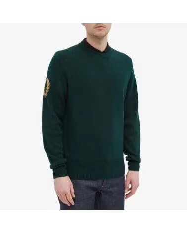 FRED PERRY REISSUES LAUREL WREATH CREW SWEAT PULL SAGE GREEN