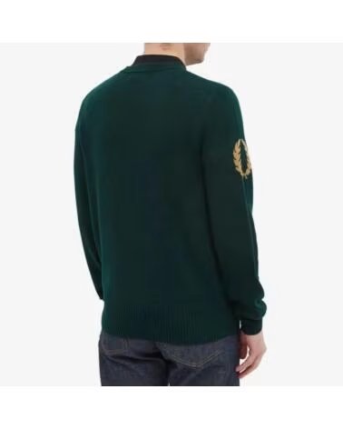 FRED PERRY REISSUES LAUREL WREATH CREW SWEAT PULL SAGE GREEN