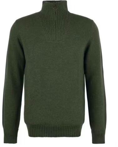 BARBOUR ESSENTIAL LAMBSWOOL HALF ZIP PULL EN LAINE D´AGNEAU DEMI-ZIP OLIVE SAGE GREEN