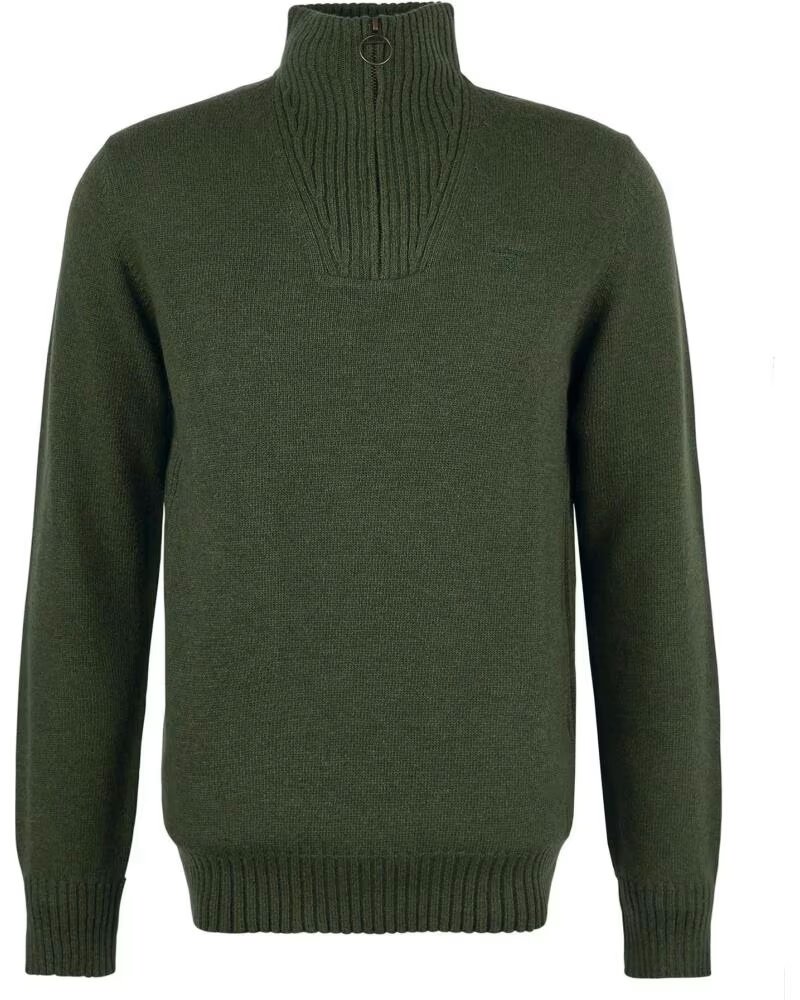 BARBOUR ESSENTIAL LAMBSWOOL HALF ZIP LAMMWOLL-PULLOVER MIT HALBEM REISSVERSCHLUSS OLIV SAGE GREEN