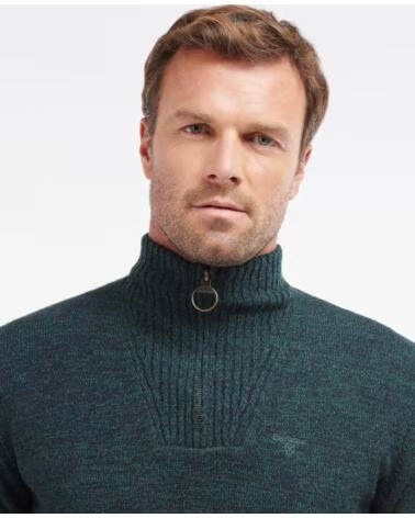 BARBOUR ESSENTIAL LAMBSWOOL HALF ZIP LAMMWOLL-PULLOVER MIT HALBEM REISSVERSCHLUSS OLIV SAGE GREEN