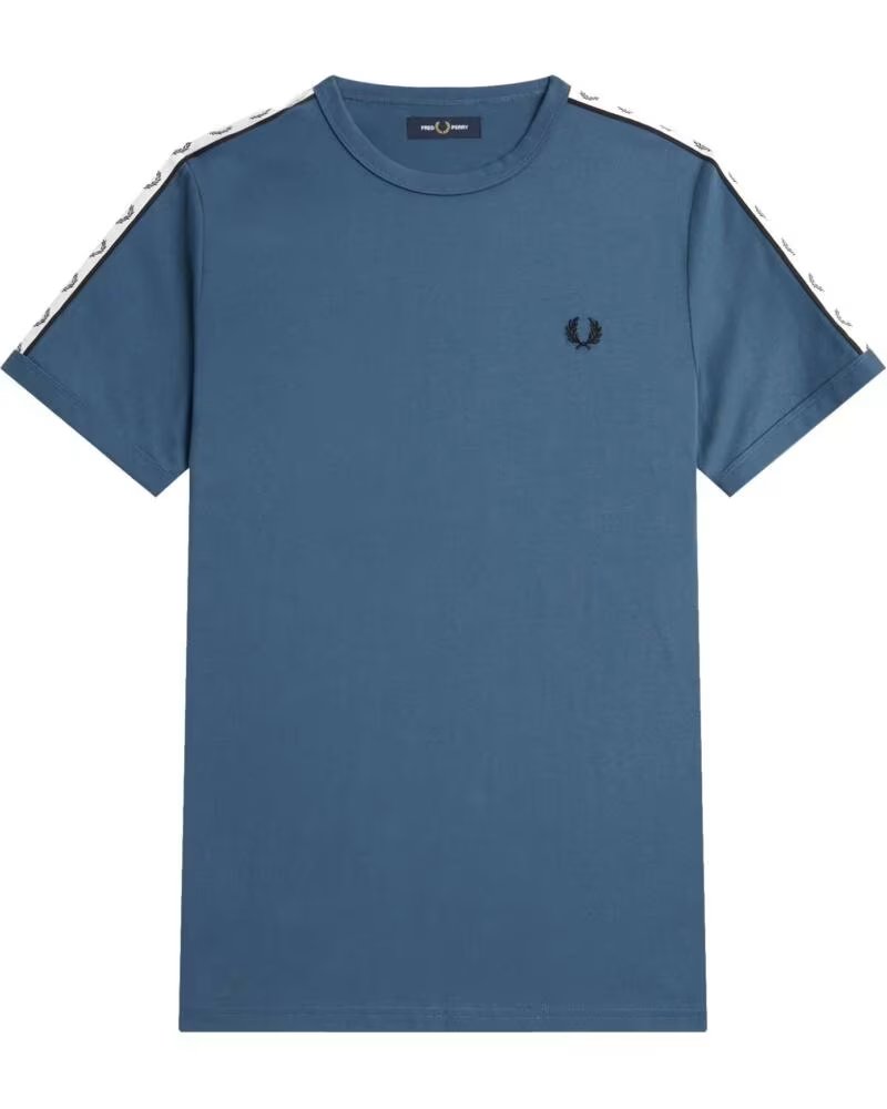 T-SHIRT FRED PERRY TAPED RINGER M4620 MIDNIGHT BLUE REP