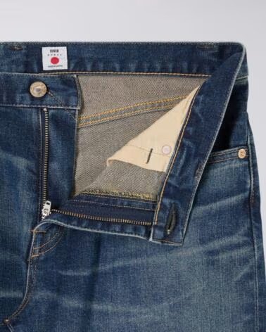 EDWIN REGULAR TAPERED JEANS L32 MID DARK USED BLUE
