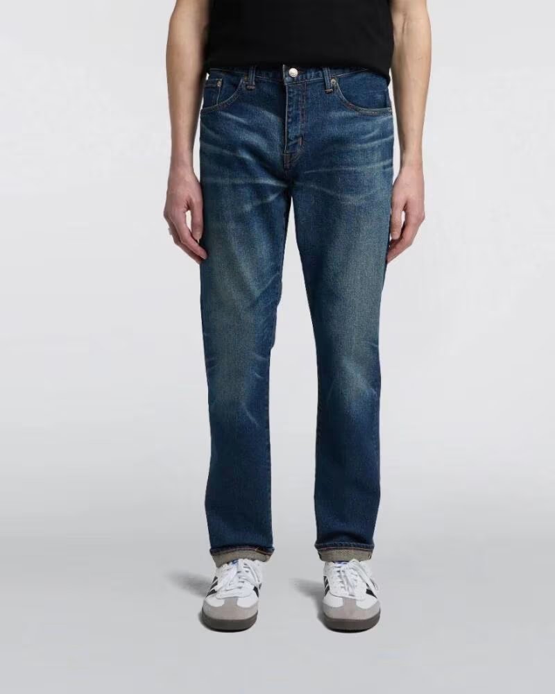 EDWIN SLIM TAPERED JEANS L32 BLUE MID DARK USED