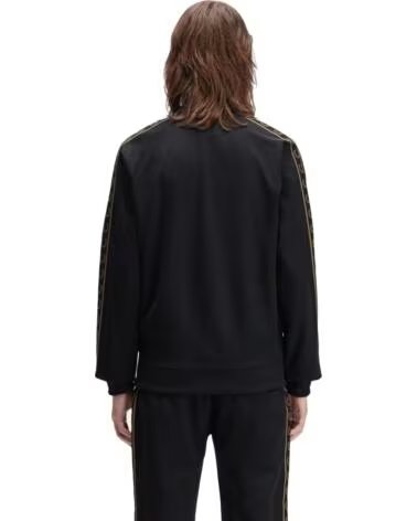 GIACCA SPORTIVA FRED PERRY CONTRAST TAPE TRACK NERO WARM STONE BLACK