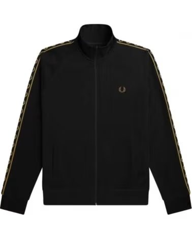 VESTE DE SURVÊTEMENT FRED PERRY CONTRAST TAPE TRACK NOIR ET WARM STONE BLACK