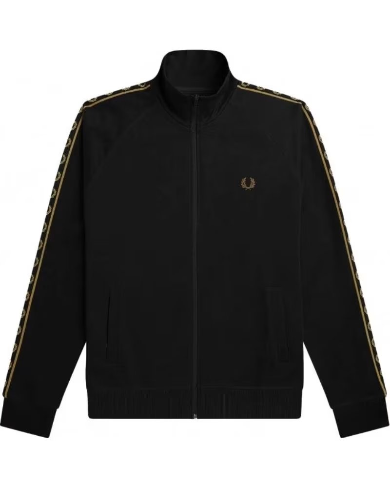 GIACCA SPORTIVA FRED PERRY CONTRAST TAPE TRACK NERO WARM STONE BLACK