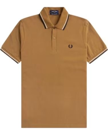 FRED PERRY REISSUES ORIGINAL TWIN TIPPED POLO CARAMELO OSCURO BROWN