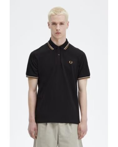 FRED PERRY REISSUES ORIGINAL TWIN TIPPED POLO BLACK