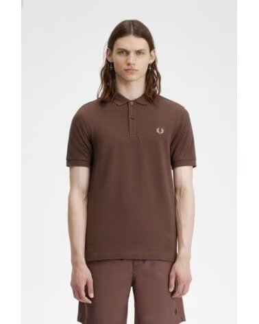 FRED PERRY SLIM FIT PLAIN POLO CARRINGTON BRICK WARM GREY BROWN
