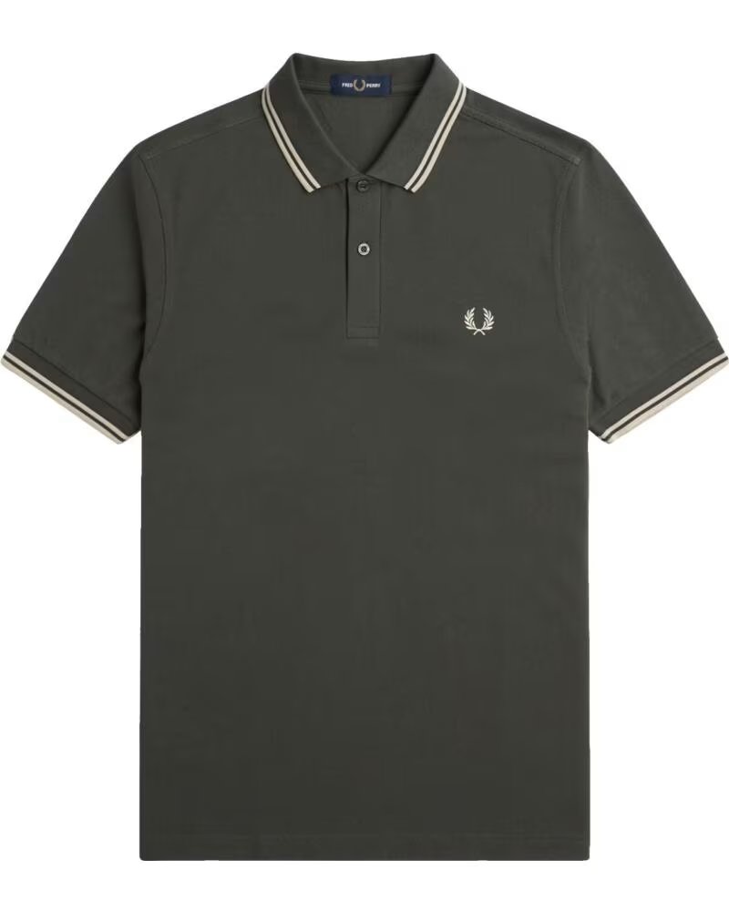 FRED PERRY SLIM FIT TWIN TIPPED POLO DUNKELGRÜN DARK GREEN