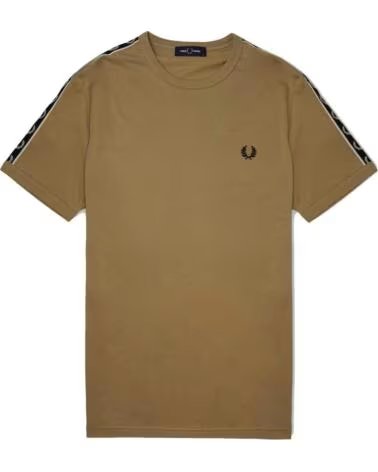 FRED PERRY TAPED RINGER T-SHIRT WARM STONE BROWN