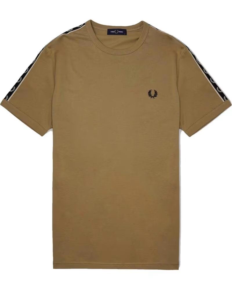 FRED PERRY TAPED RINGER T-SHIRT WARM STONE BROWN