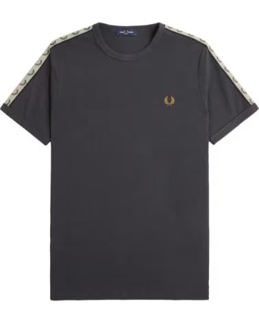 T-SHIRT FRED PERRY TAPED RINGER ANCHOR GREY BLACK