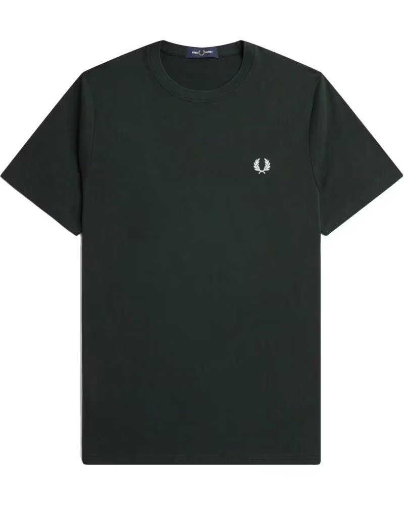 FRED PERRY T-SHIRT COL ROND NIGHT GREEN - SNOW WHITE DARK