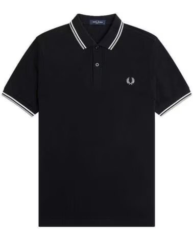 FRED PERRY SLIM FIT TWIN TIPPED POLO NEGRO BLACK