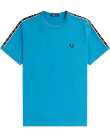 FRED PERRY TAPED RINGER T-SHIRT RUNAWAY BAY OCEAN LIGHT BLUE