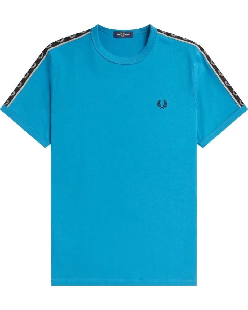 FRED PERRY TAPED RINGER T-SHIRT RUNAWAY BAY OCEAN LIGHT BLUE