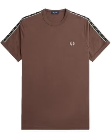 T-SHIRT FRED PERRY TAPED RINGER CARRINGTON BRICK WARM GREY BROWN