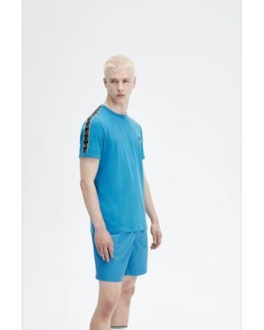 FRED PERRY TAPED RINGER T-SHIRT RUNAWAY BAY OCEAN LIGHT BLUE