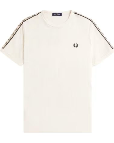 T-SHIRT FRED PERRY TAPED RINGER CRU PRETO BEGE BEIGE