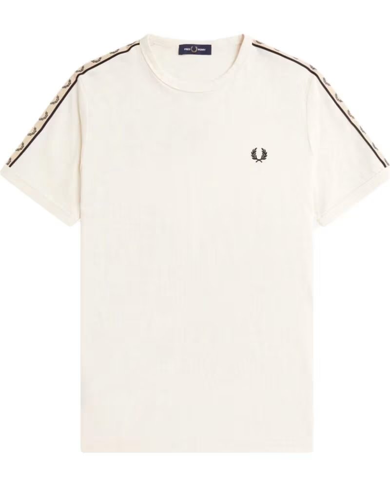 T-SHIRT FRED PERRY TAPED RINGER CRU PRETO BEGE BEIGE