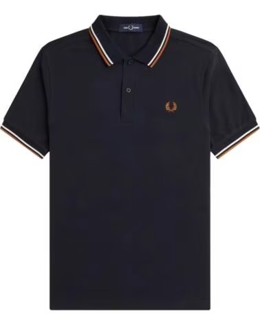 POLO FRED PERRY SLIM FIT TWIN TIPPED NAVY - ECRU NUT FLAKE