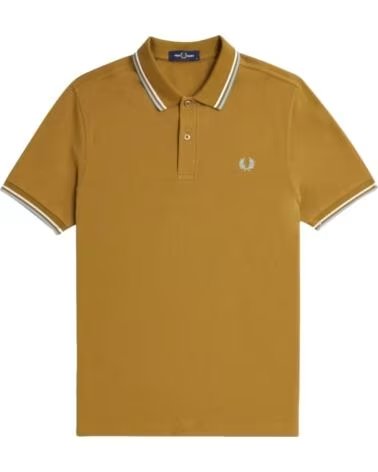 POLO SLIM FIT TWIN TIPPED FRED PERPY DARK CARAMEL SNOW WHITE SILVER BLUE BROWN