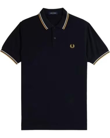 POLO FRED PERRY SLIM FIT TWIN TIPPED NAVY - ECRU HONEYCOMB