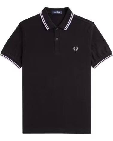 FRED PERRY SLIM FIT TWIN TIPPED POLO BLACK ULTRA VIOLET