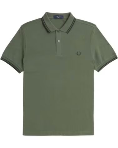 FRED PERRY POLO SLIM FIT TWIN TIPPED LAUREL WREATH VERDE NOCHE DARK GREEN