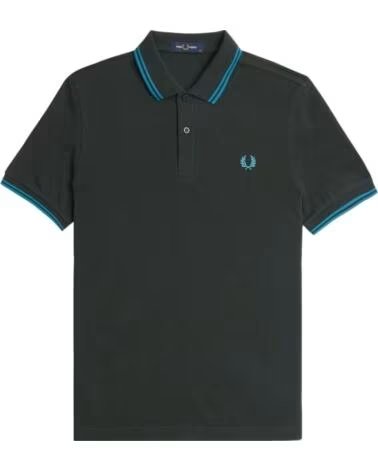 POLO SLIM FIT TWIN TIPPED FRED PERRY NIGHT GREEN - RUNAWAY BAY OCEAN DARK