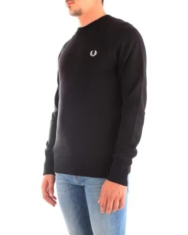 FRED PERRY STRUKTURSTRICK-PULLOVER MIT RUNDHALSAUSSCHNITT BLACK