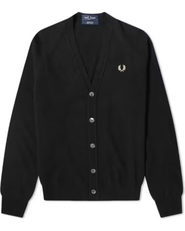 CARDIGAN DE LÃ DE CORDEIRO MADE IN ITALY REISSUES FRED PERRY BLACK