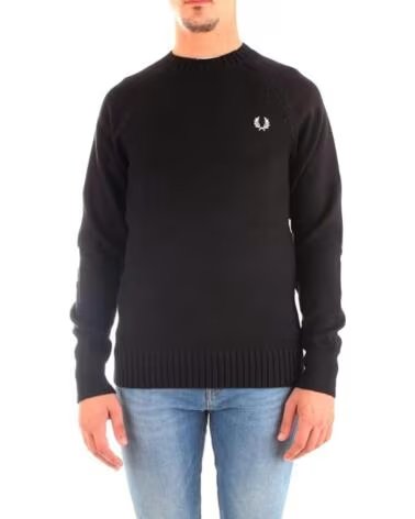 FRED PERRY STRUKTURSTRICK-PULLOVER MIT RUNDHALSAUSSCHNITT BLACK