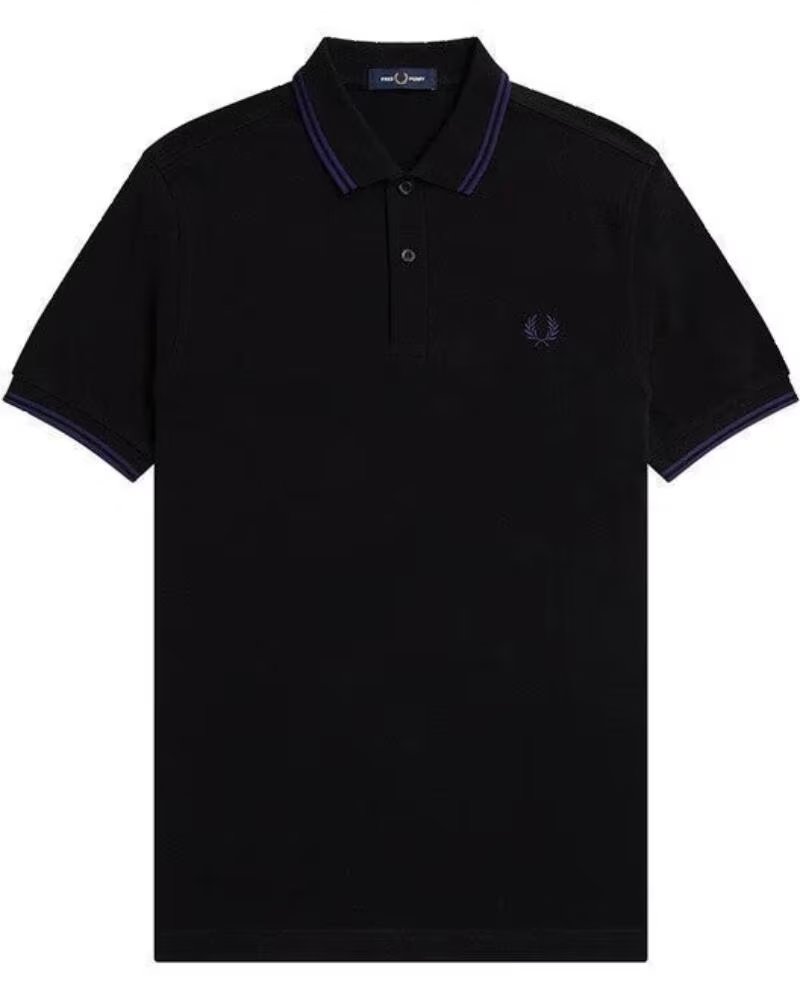 POLO SLIM FIT TWIN TIPPED FRED PERRY BLACK