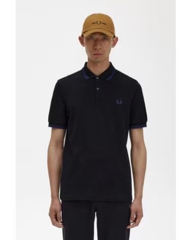 POLO SLIM FIT TWIN TIPPED FRED PERRY BLACK