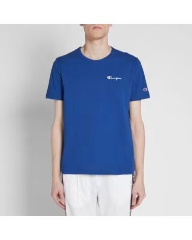 CHAMPION T-SHIRT REVERSE WEAVE SMALL SCRIPT LOGO ROYAL BLUE