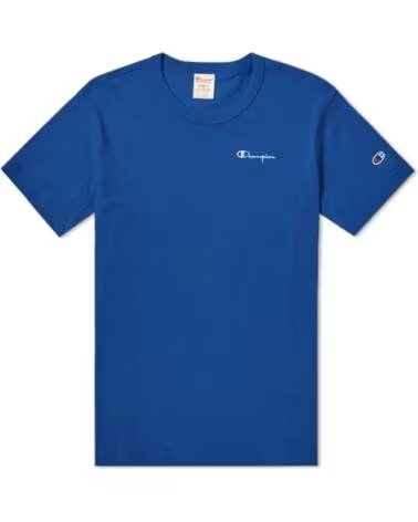 CHAMPION T-SHIRT REVERSE WEAVE SMALL SCRIPT LOGO ROYAL BLUE