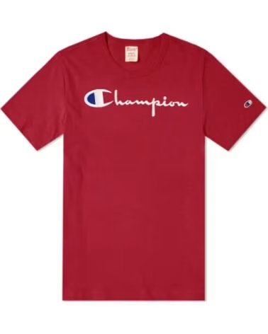 T-SHIRT CHAMPION REVERSE WEAVE SCRIPT LOGO VERMELHA RED