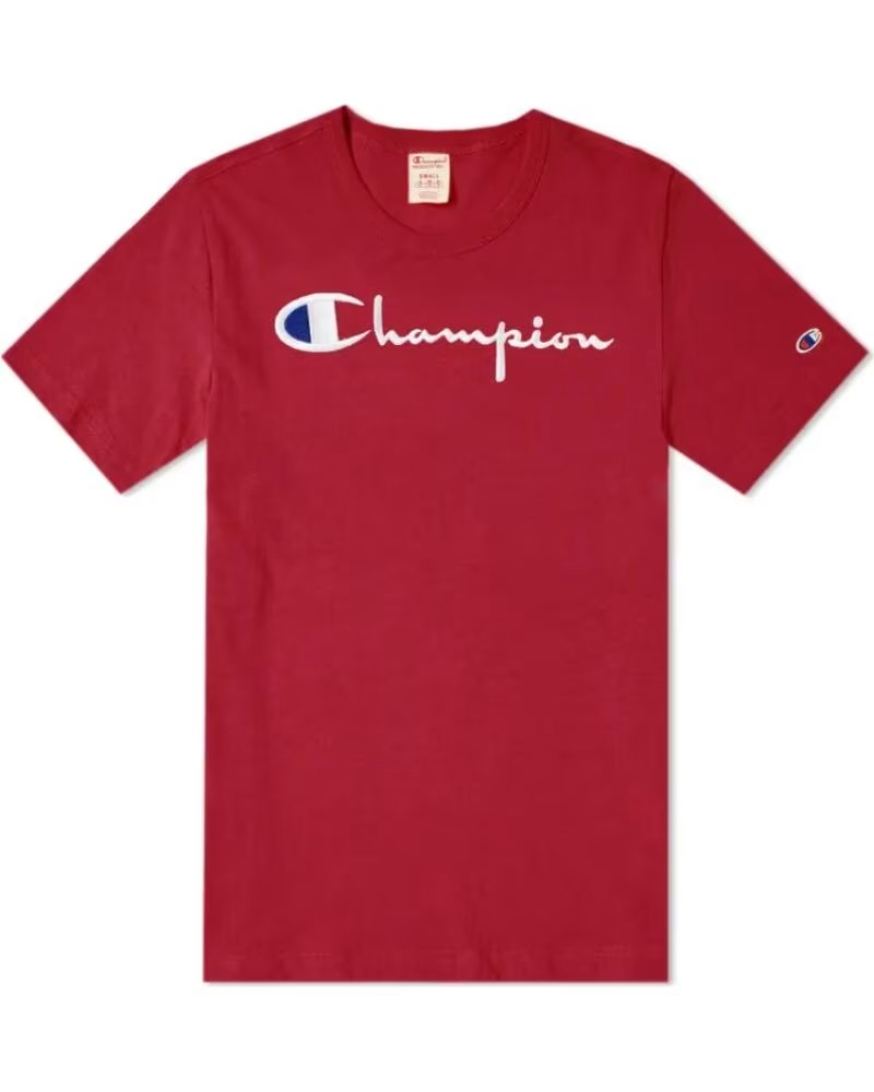 T-SHIRT CHAMPION REVERSE WEAVE SCRIPT LOGO VERMELHA RED