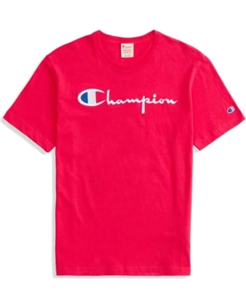 CAMISETA CHAMPION REVERSE WEAVE SCRIPT LOGO ROSA CLARO LIGHT PINK