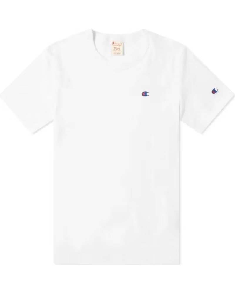 CHAMPION REVERSE WEAVE T-SHIRT AVEC LOGO BRODÉ AU DOS WHITE