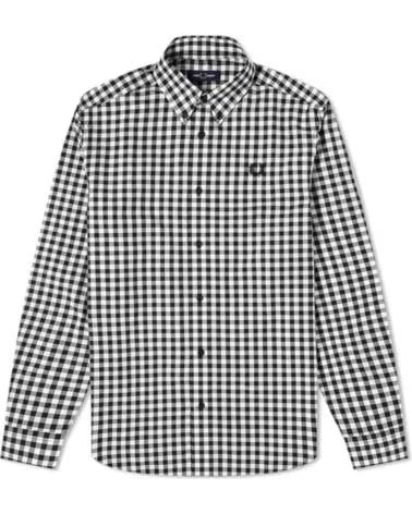 FRED PERRY GINGHAM REISSUES HEMD SCHWARZ BLACK